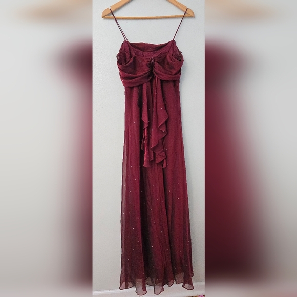 Vintage Betsy Adam Prom Dress Maxi Gown 12 Red Goth 90s Y2K Whimsigoth Vampy - Picture 2 of 12